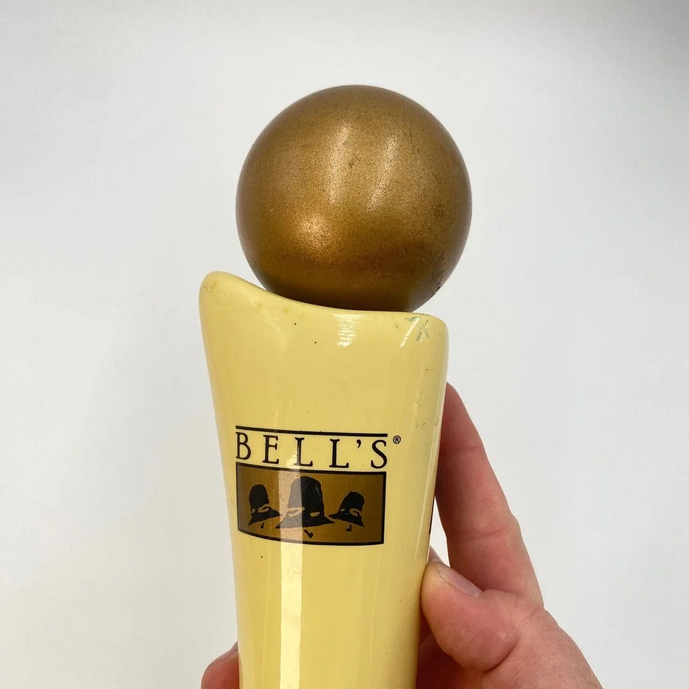 Bells Brewery‎ Beer Tap Handle Cream Gold Sphere Ceramic Comstock MI 10.5 Inch